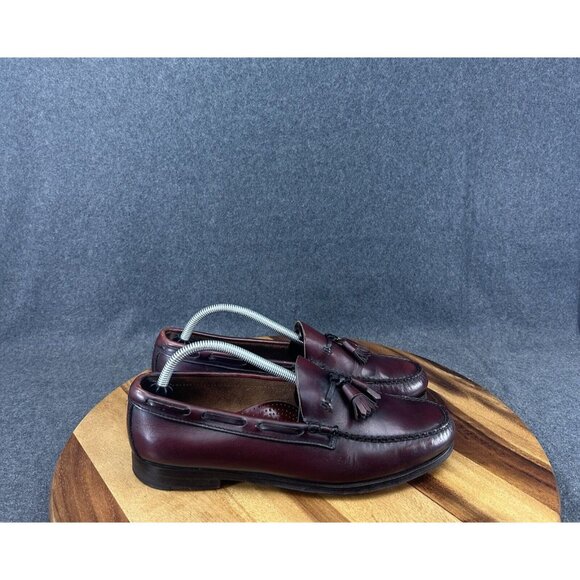 Vtg GH Bass Weejuns Loafers Mens 10D Burgundy Leather Grayson Tassel USA Made - Picture 1 of 13